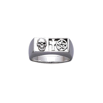 Skull Cross with The Star Silver Ring TR3671 - Jewelry